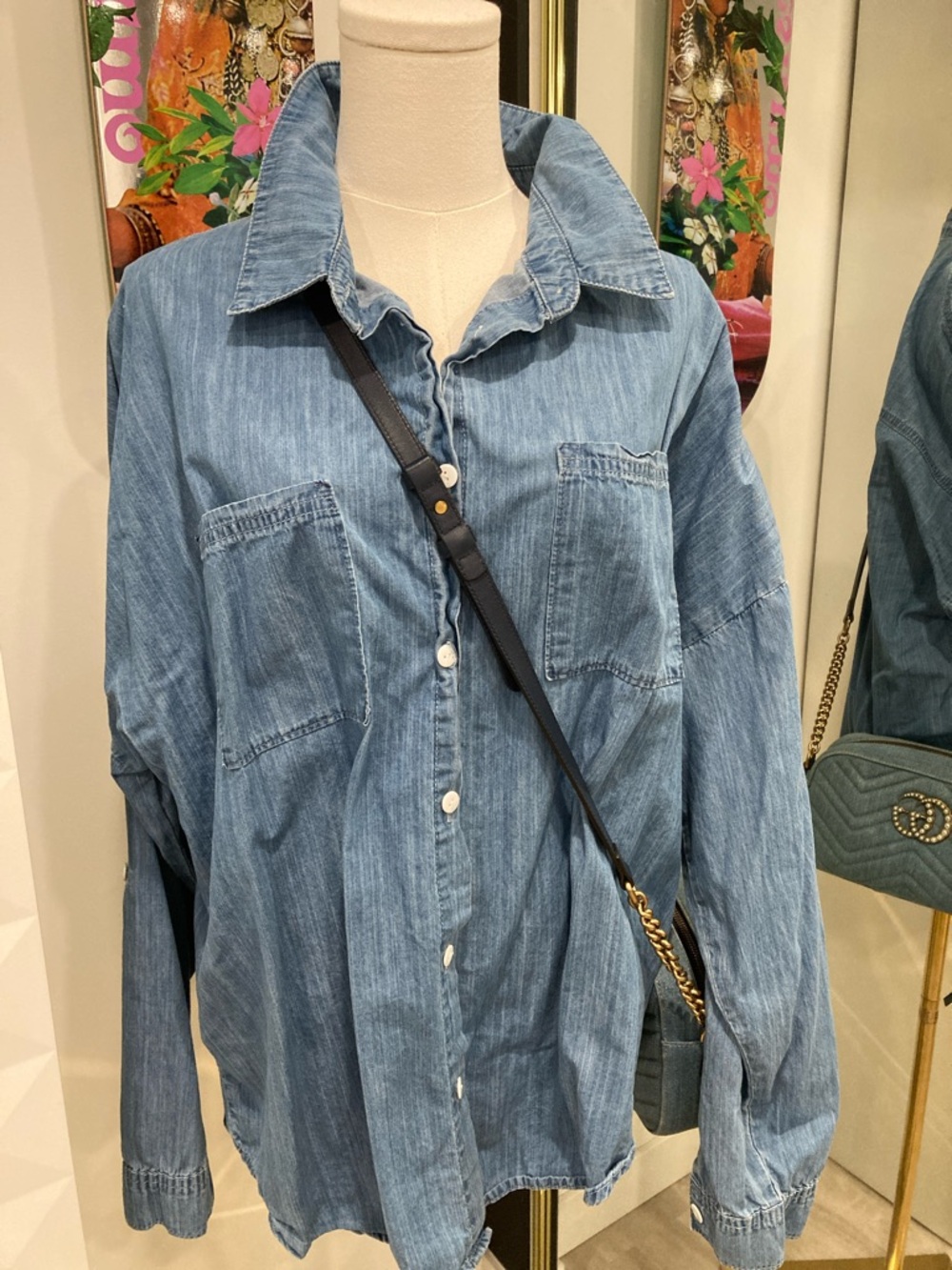 100% Cotton Denim Jean Button Down Top